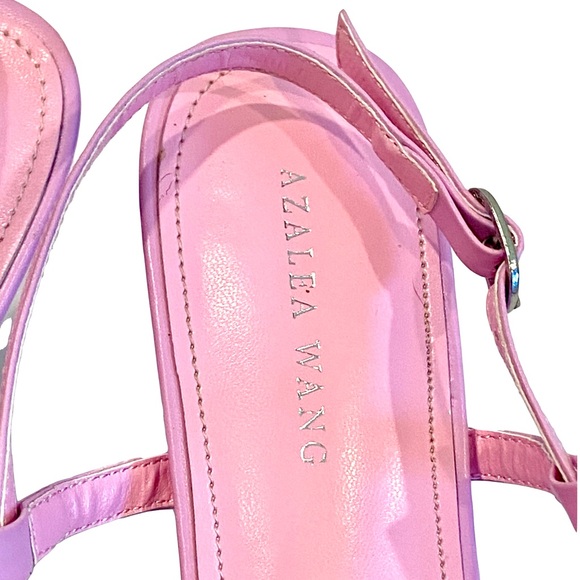 Azelea Wang Sorrel-Pink Rhinestone Slingback Kitten Heeled Pumps Size 10 - Picture 8 of 14